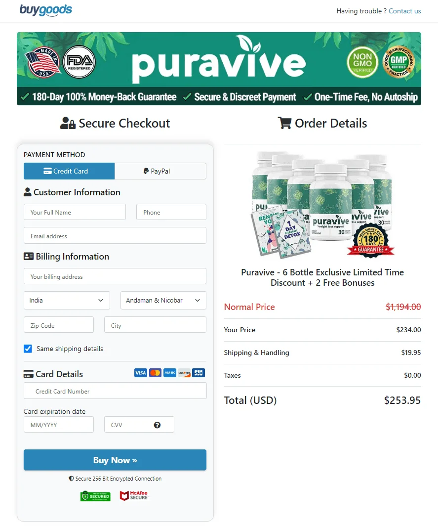 Puravive Order Page